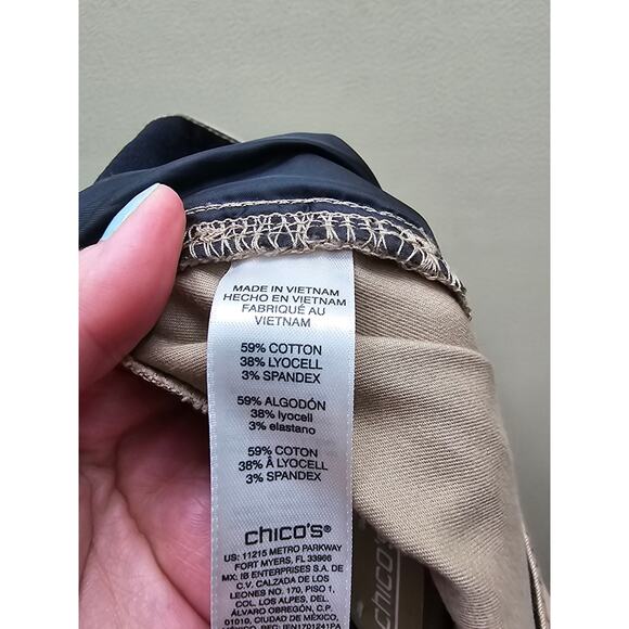 Chico's NWT Straight Ankle Classic Rise Pants Pockets Tan/Beige Size 2 US 12 - Picture 6 of 7
